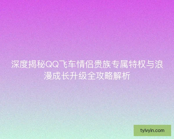 深度揭秘QQ飞车情侣贵族专属特权与浪漫成长升级全攻略解析