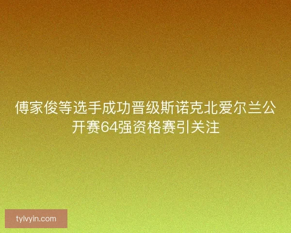 傅家俊等选手成功晋级斯诺克北爱尔兰公开赛64强资格赛引关注 傅家俊等选手成功晋级斯诺克北爱尔兰公开赛64强资格赛引关注
