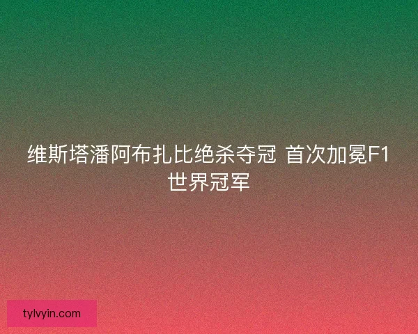 维斯塔潘阿布扎比绝杀夺冠 首次加冕F1世界冠军